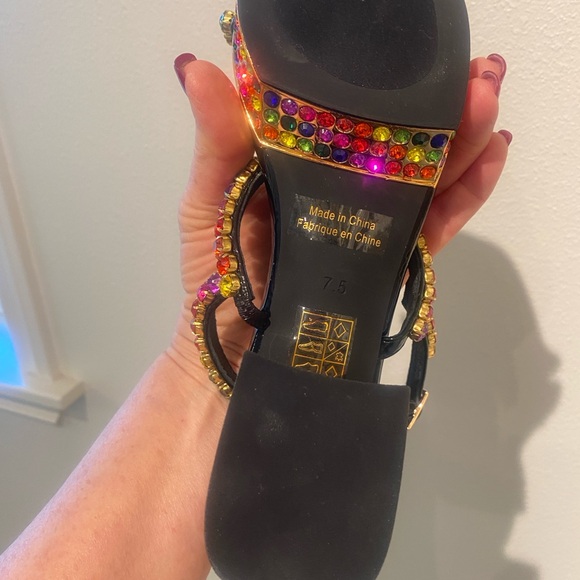 Jeffrey Campbell Rhinestone Platform Sandal Rainbow Multi Color New 7.5 in box - Picture 10 of 16